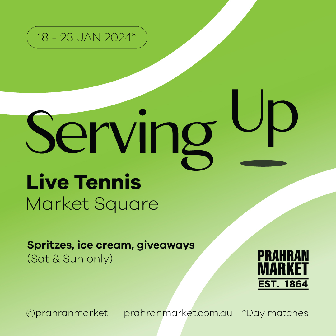 Digital Flyer for 2024 Australian Open Screening at Prahran Market